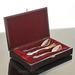 0017082 Набор  ШКАТУЛКА "Тройка" СО СТОЛОВЫМИ ПРИБОРАМИ 12 предм.. позолота М3 ХРНТ