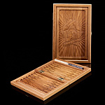 0038443/70-14/36*46см Нарды+шашки "Пионерский значок"дорож. из массива черного дуба 