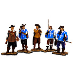 0068489 Оловянная миниатюра "Мушкетеры"  (композиция из 5 фигур)