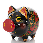 0039488  Хохлома Сувенир КОПИЛКА "СВИНКА" СРЕДНЯЯ фарфор