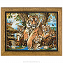 Картина янтарная "Тигрица с тигрятами" 30х40 см, фотография 1. Интернет-магазин ЛАВКА ПОДАРКОВ