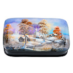 Шкатулка с художественной росписью "Зима в деревне"
