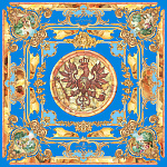 500012 Сувенирный платок "Янтарная комната", 90*90, 70% шёлк 30% вискоза МД Нины Ручкиной