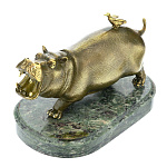 0042511 Бронза Скульптура "БЕГЕМОТ И ПТИЧКА" (4.292.0)