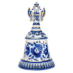 0020850 Гжель Колокольчик большой "ОРЕЛ" в золоте