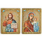 200458/15*20см  Венчальная пара икон "БМ Казанская/Вседержитель" мор. дуб RTI-P22.m