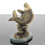 139159 Бронза Скульптура "Карп на волнах"