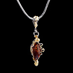 823953/2,48г  Серебро 925* ПОДВЕСКА  вст Янтарь р/п