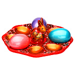 Тарелка-пасхальница с ручной росписью "Кролик" на 8 яиц