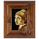 Панно янтарное "Девушка с жемчужной сережкой" 53 х 43 см