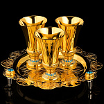 0058270/фианит голубой Златоуст НАБОР ТРИО ВОДОЧНЫЙ на 3персоны  в ПУ