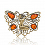 Брошь с янтарем "Бабочка - спящая фея", фотография 1. Интернет-магазин ЛАВКА ПОДАРКОВ