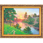 0052486/9032/30*40см  Нат.камень Картина"Тишина"  Багет гипс №4 ПИ28