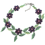  Бисер КОЛЬЕ  "ЧУДНЫЙ САД" марказит шпинель