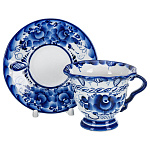 0072904 ГЖЕЛЬ Чайная пара БАБОЧКА  в коб 