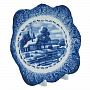 Тарелка сувенирная настенная "Зима в деревне". Гжель, фотография 1. Интернет-магазин ЛАВКА ПОДАРКОВ