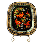 Поднос с авторской росписью "Рябина" 24х20 см