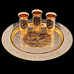 26268/ФН-Олень Златоуст НАБОР "Олень":3 стопки + блюдо, позолота, в ПУ 