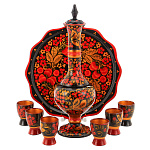 0026720  Хохлома Набор "Коньячный" 8пр.: Графин+6 рюмок на подносе