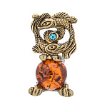 0080569 Скульптура из бронзы с янтарем "Знаки зодиака. Рыбы" 173.1