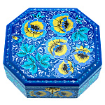 0070172/17*16 зима-цветы Хохлома Шкатулка ВОСЬМИУГОЛЬН."ЗИМНИЕ ЦВЕТЫ" Р 30 Н 0549