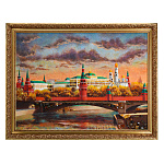 Картина янтарная "Закат над Кремлем" 60х80 см