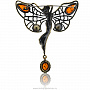 Брошь с янтарем "Бабочка - танцующая фея", фотография 2. Интернет-магазин ЛАВКА ПОДАРКОВ