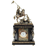 3722/ФР Нат.камень Часы настольные "Георгий Победоносец" Яшма 