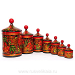 6339 Хохлома Банка для сыпучих продуктов в наборе 7штук