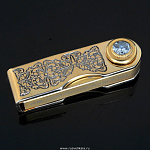 0021843/8ГГ Златоуст ФЛЕШКА "ГЕРБ РФ" Фианиты, позолота в П/У