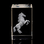 Символ 2026 года. Лазерная графика. Куб "Лошадь"