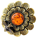 0049808/835.4 Брошь Хризантема с пчелкой (коньячный)