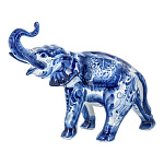 0061452-Вр  Гжель Скульптура "Слон" в кобальте ок. 26*22,5*10см