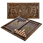 0020167 Нарды-шашки резные "ГЕРБ РФ" бук, лак 