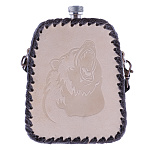 0080866 ФЛЯГА в кожаном чехле 0,7л 509 (белая кожа, светлый рисунок)