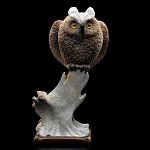 /В300 Изделия из кости Скульптура"Филин" Кость кита, Янтарь, дерево