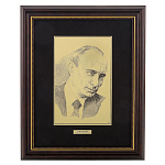 Офорт чёрно-белый "В.В.Путин" 25х32 см