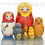 0026845/6М  Хохлома Матрешка "РУССКИЕ СКАЗКИ" 6 мест (НХП-КС 53-175) 