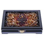 0080854 Янтарь ДОМИНО "Герб" (коньяч крошка,коньяч герб,темн фишки) 21*13,5*4,5см