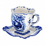 Чайная пара "Теремок". Гжель, фотография 3. Интернет-магазин ЛАВКА ПОДАРКОВ