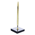 0044896/ДОА/КВАДРАТНАЯ Нат.камень РУЧКА НА  ПОДСТАВКЕ КВАДРАТНОЙ  Обсидиан (ручка-металл+позолота)