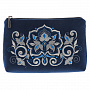 Косметичка бархатная "Каменный цветок". Темно-синяя, фотография 1. Интернет-магазин ЛАВКА ПОДАРКОВ