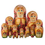 Матрешка "Москва. Храм Василия Блаженного" 15 мест