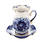 6437 Гжель Кофейная пара "Тюльпан №1" в золоте 8,5*5,5см Авт. Алехин С.С.