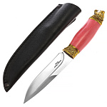 0072834 Оружие сувенирное НОЖ "ТИГР" Х-12 с головой кож.ножны,розов