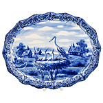 Тарелка декоративная с росписью "Аист". Гжель