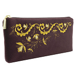 Очечник бархатный с вышивкой "Фиалка". Фиолетовый