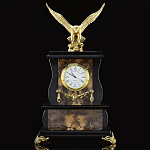 0060799 Нат.камень ЧАСЫ настольные "ОРЕЛ" Агат, бронза 150*75*250мм 1850г (6634)