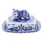 0070882 Гжель Масленка "КОТ" Авт.работа