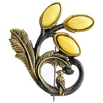 0058511/937.4 Брошь Цветок с птичкой (белый)